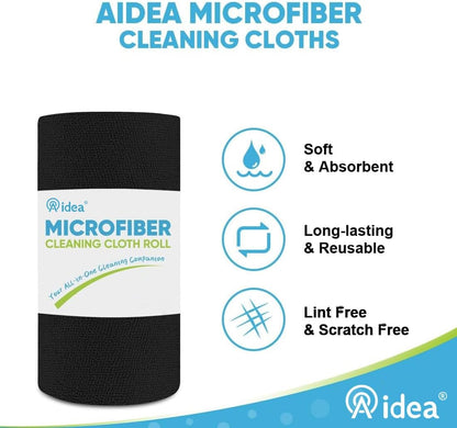 AIDEA Microfiber Cleaning Cloth Roll, Blue Shop Towels 55 Sheets 11×9"