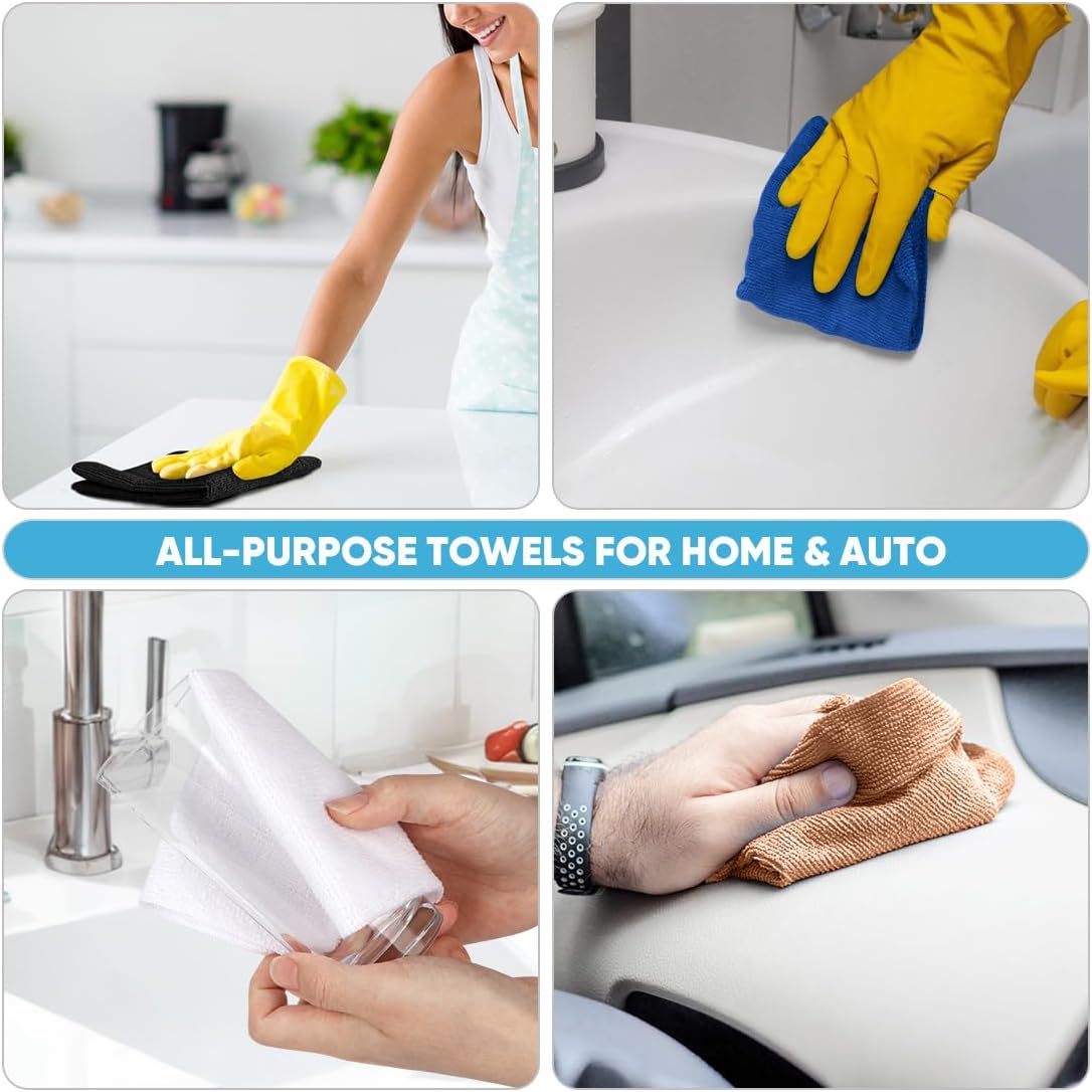 AIDEA Microfiber Cleaning Cloth Roll, Blue Shop Towels 55 Sheets 11×9"