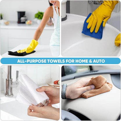 AIDEA Microfiber Cleaning Cloth Roll, Blue Shop Towels 55 Sheets 11×9"