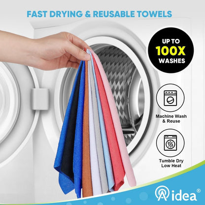 AIDEA Microfiber Cleaning Cloth Roll, Blue Shop Towels 55 Sheets 11×9"