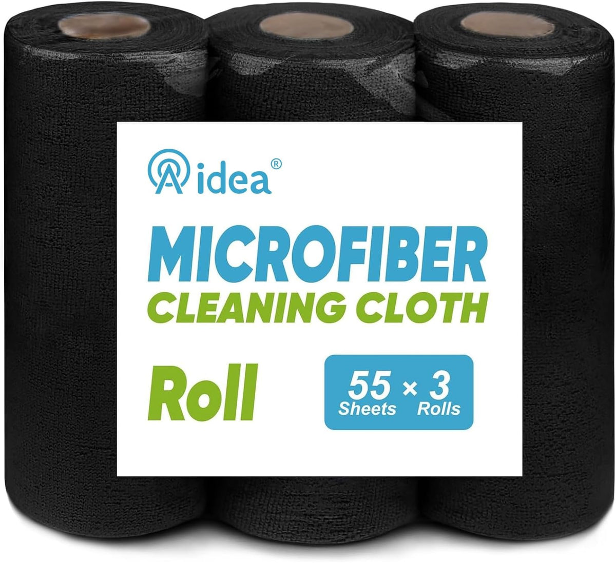 AIDEA Microfiber Cleaning Cloth Roll, Blue Shop Towels 55 Sheets 11×9"