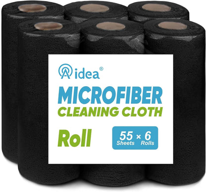 AIDEA Microfiber Cleaning Cloth Roll, Blue Shop Towels 55 Sheets 11×9"