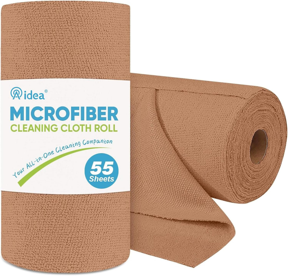AIDEA Microfiber Cleaning Cloth Roll, Blue Shop Towels 55 Sheets 11×9"