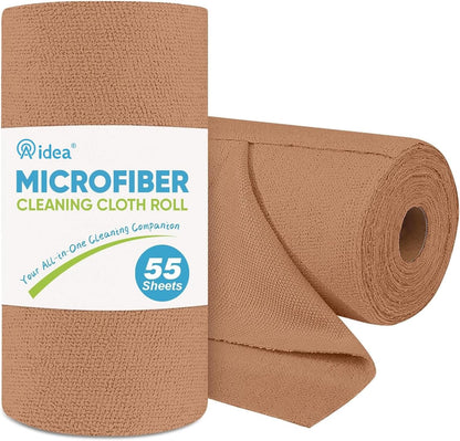 AIDEA Microfiber Cleaning Cloth Roll, Blue Shop Towels 55 Sheets 11×9"