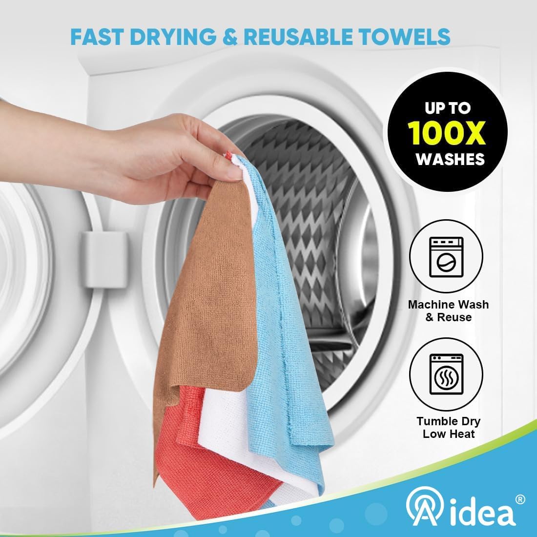 AIDEA Microfiber Cleaning Cloth Roll, Blue Shop Towels 55 Sheets 11×9"