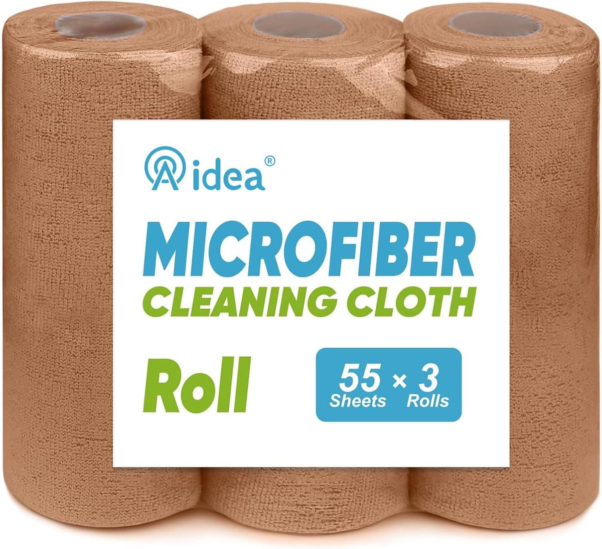 AIDEA Microfiber Cleaning Cloth Roll, Blue Shop Towels 55 Sheets 11×9"