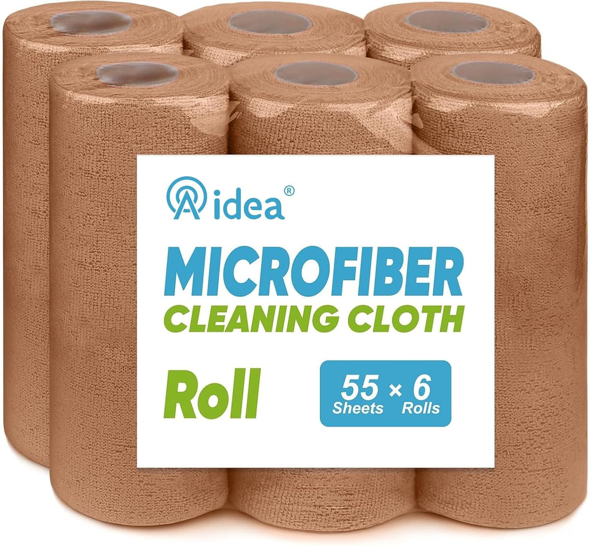 AIDEA Microfiber Cleaning Cloth Roll, Blue Shop Towels 55 Sheets 11×9"