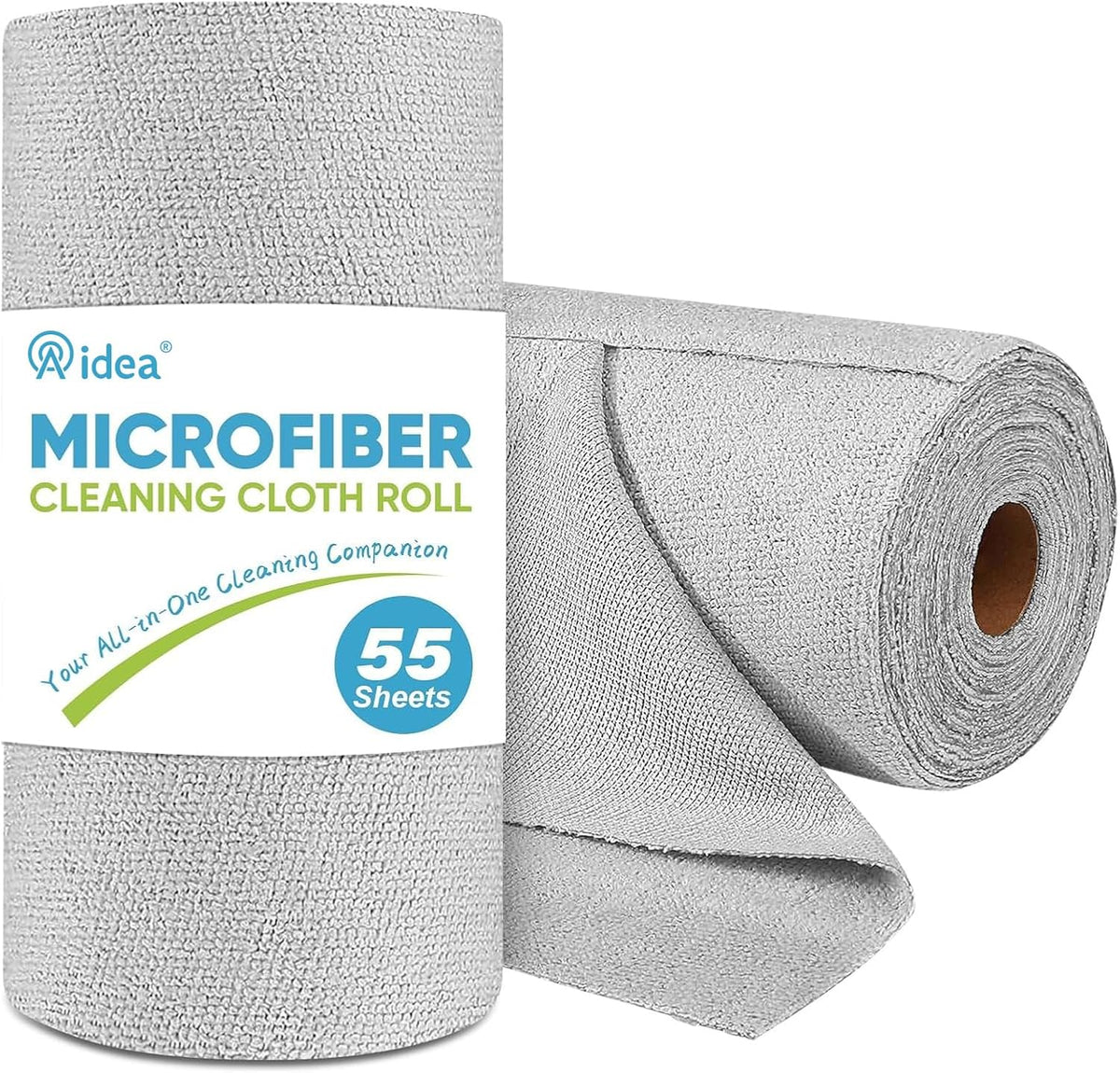 AIDEA Microfiber Cleaning Cloth Roll, Blue Shop Towels 55 Sheets 11×9"