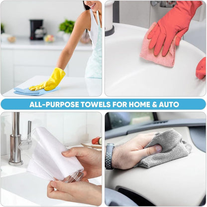 AIDEA Microfiber Cleaning Cloth Roll, Blue Shop Towels 55 Sheets 11×9"