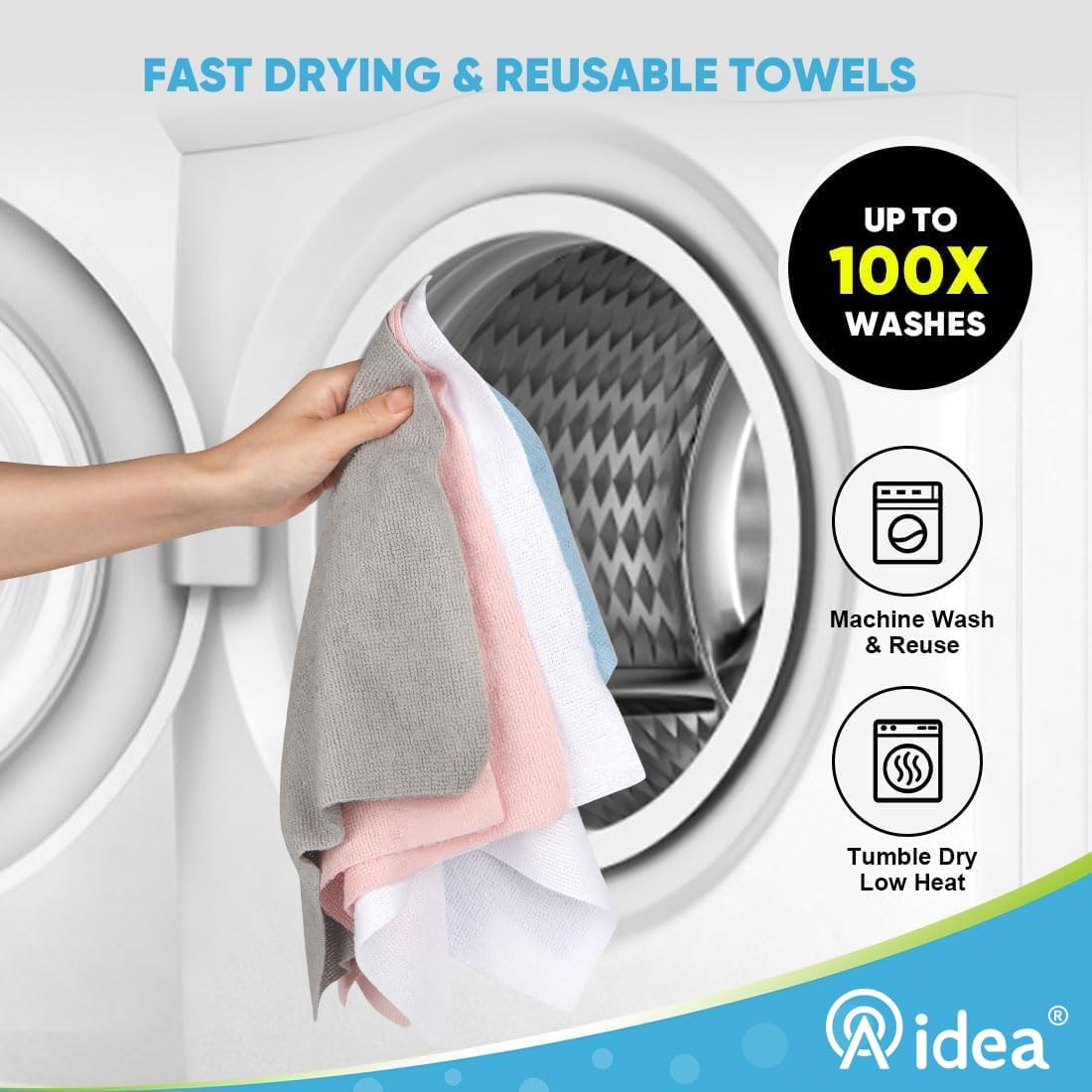 AIDEA Microfiber Cleaning Cloth Roll, Blue Shop Towels 55 Sheets 11×9"