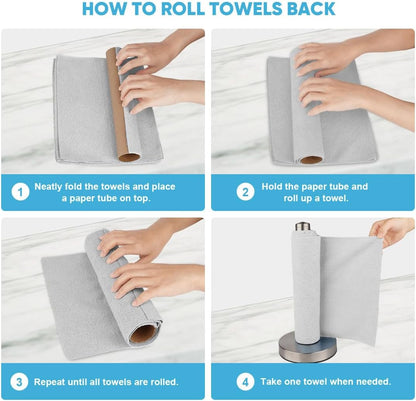 AIDEA Microfiber Cleaning Cloth Roll, Blue Shop Towels 55 Sheets 11×9"