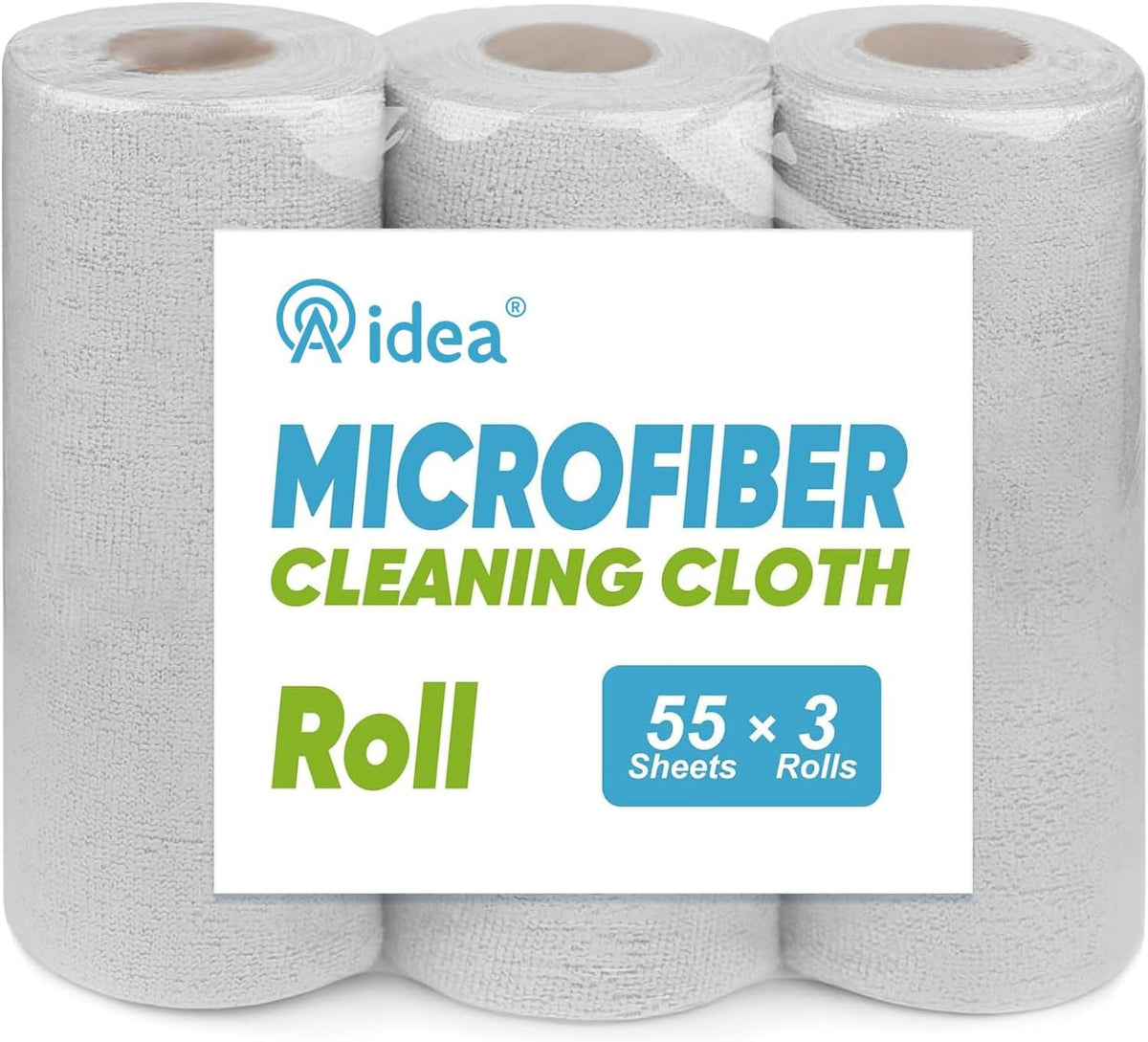 AIDEA Microfiber Cleaning Cloth Roll, Blue Shop Towels 55 Sheets 11×9"
