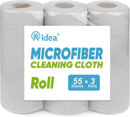 AIDEA Microfiber Cleaning Cloth Roll, Blue Shop Towels 55 Sheets 11×9"