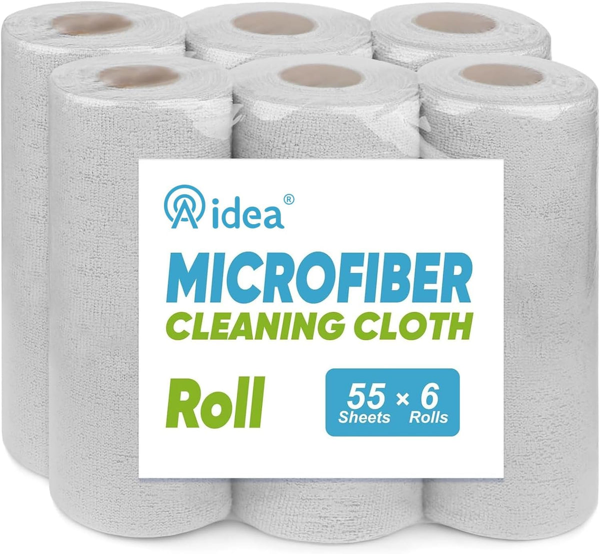 AIDEA Microfiber Cleaning Cloth Roll, Blue Shop Towels 55 Sheets 11×9"