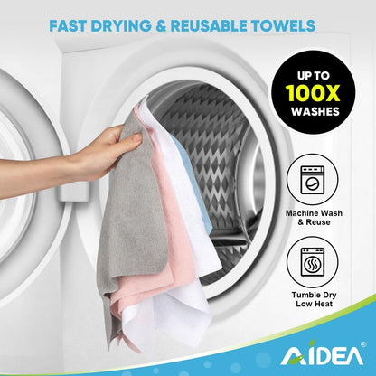 AIDEA Microfiber Cleaning Cloth Roll, Blue Shop Towels 55 Sheets 11×9"