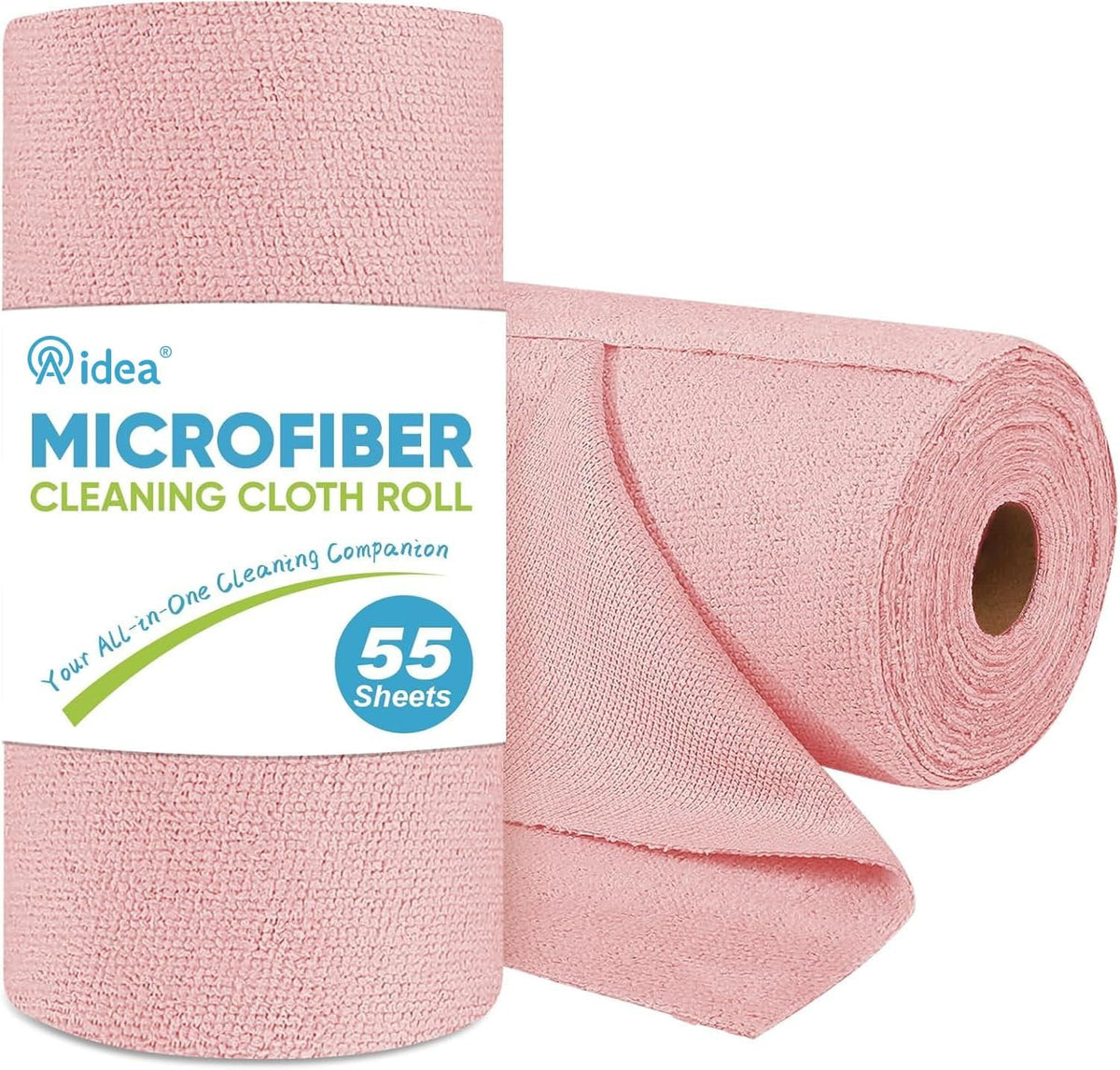 AIDEA Microfiber Cleaning Cloth Roll, Blue Shop Towels 55 Sheets 11×9"