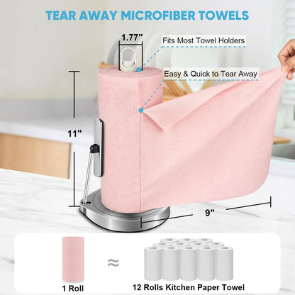AIDEA Microfiber Cleaning Cloth Roll, Blue Shop Towels 55 Sheets 11×9"