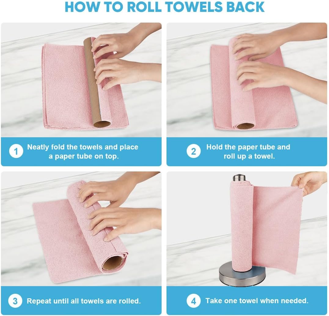 AIDEA Microfiber Cleaning Cloth Roll, Blue Shop Towels 55 Sheets 11×9"
