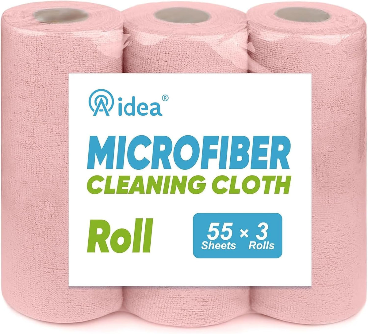 AIDEA Microfiber Cleaning Cloth Roll, Blue Shop Towels 55 Sheets 11×9"