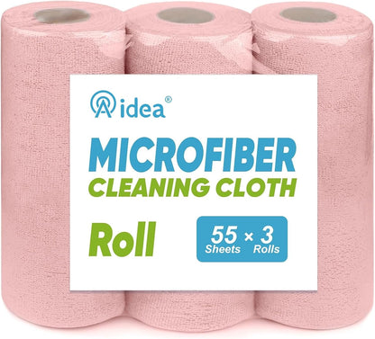 AIDEA Microfiber Cleaning Cloth Roll, Blue Shop Towels 55 Sheets 11×9"