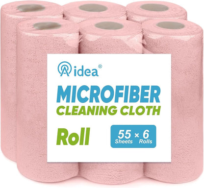 AIDEA Microfiber Cleaning Cloth Roll, Blue Shop Towels 55 Sheets 11×9"