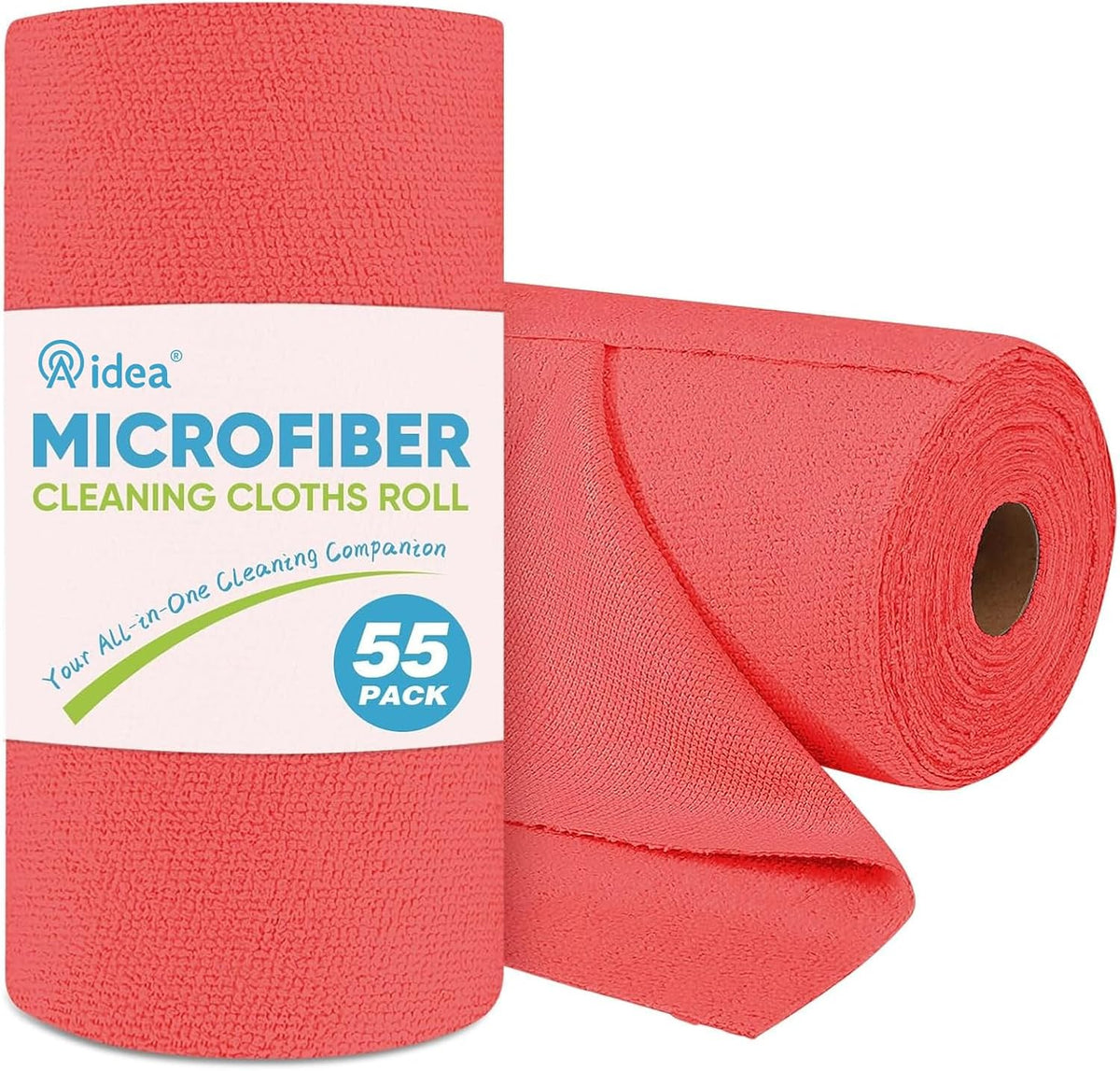 AIDEA Microfiber Cleaning Cloth Roll, Blue Shop Towels 55 Sheets 11×9"