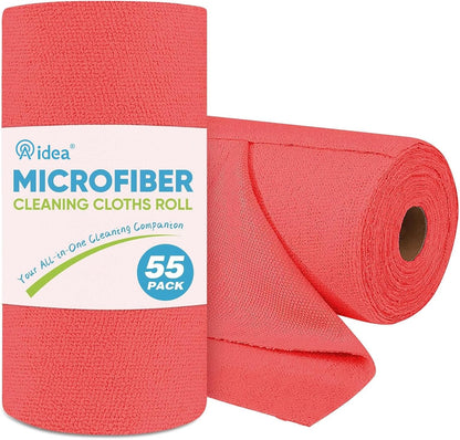 AIDEA Microfiber Cleaning Cloth Roll, Blue Shop Towels 55 Sheets 11×9"