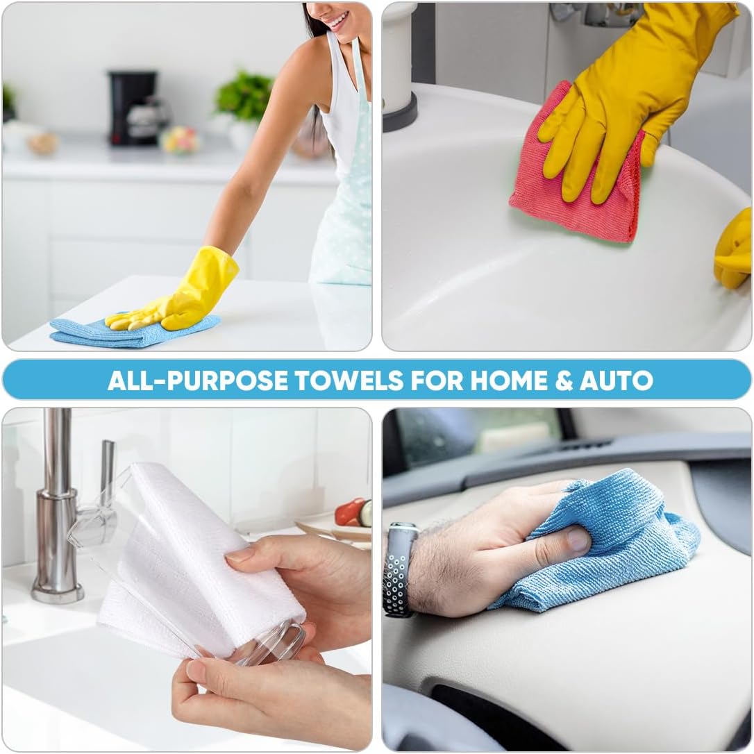 AIDEA Microfiber Cleaning Cloth Roll, Blue Shop Towels 55 Sheets 11×9"