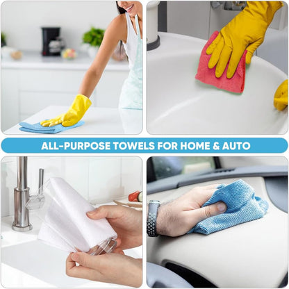 AIDEA Microfiber Cleaning Cloth Roll, Blue Shop Towels 55 Sheets 11×9"