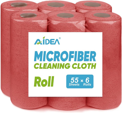 AIDEA Microfiber Cleaning Cloth Roll, Blue Shop Towels 55 Sheets 11×9"