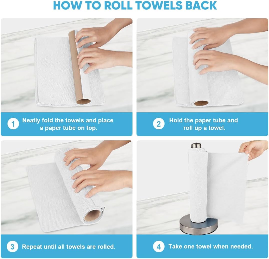 AIDEA Microfiber Cleaning Cloth Roll, Blue Shop Towels 55 Sheets 11×9"