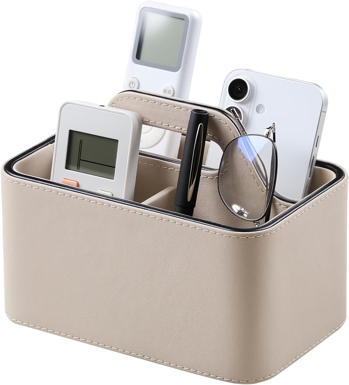 Remote Control Holder, Portable Desk Remote Organizer, Beige