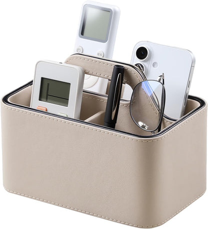 Remote Control Holder, Portable Desk Remote Organizer, Beige