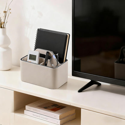 Remote Control Holder, Portable Desk Remote Organizer, Beige