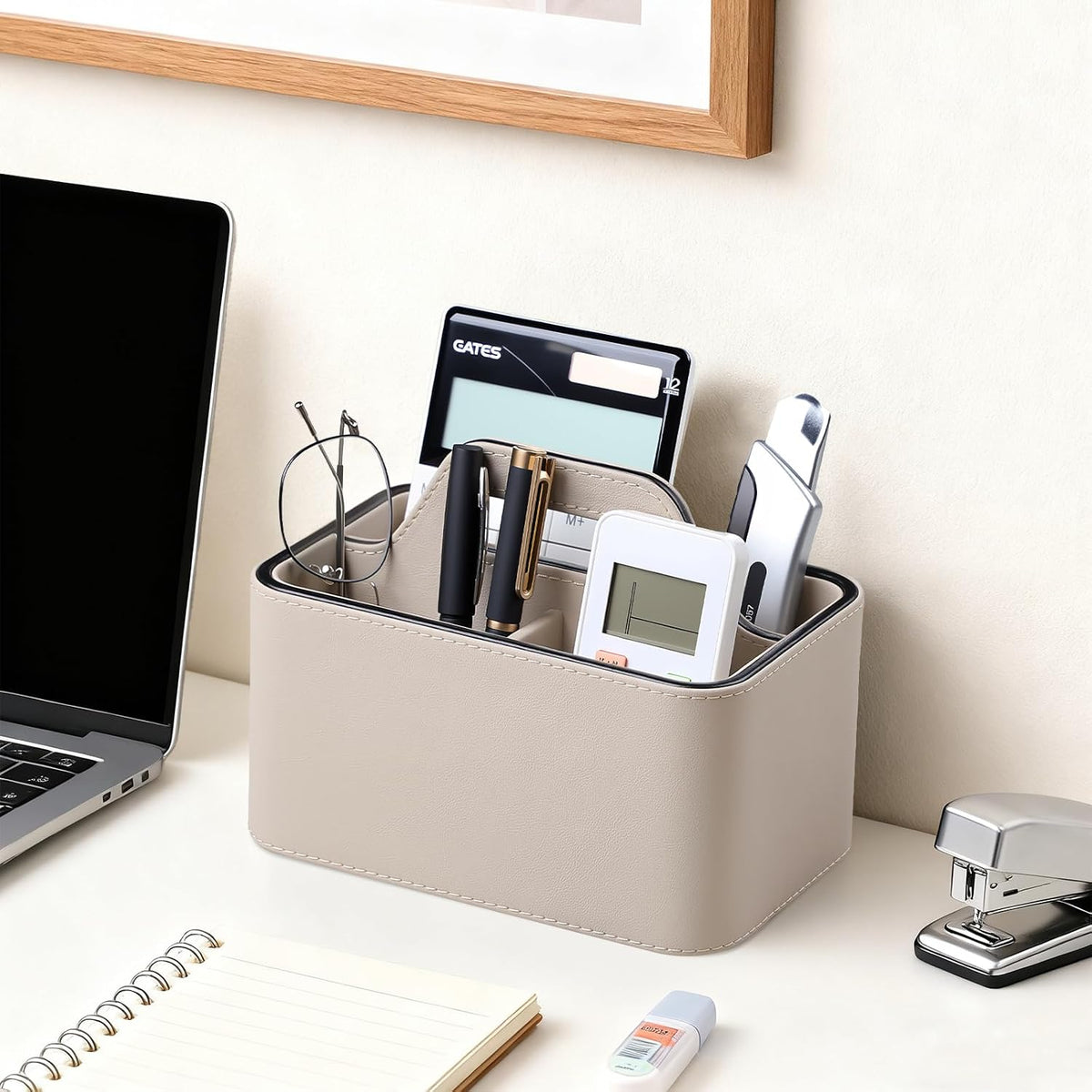 Remote Control Holder, Portable Desk Remote Organizer, Beige