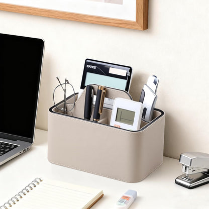 Remote Control Holder, Portable Desk Remote Organizer, Beige