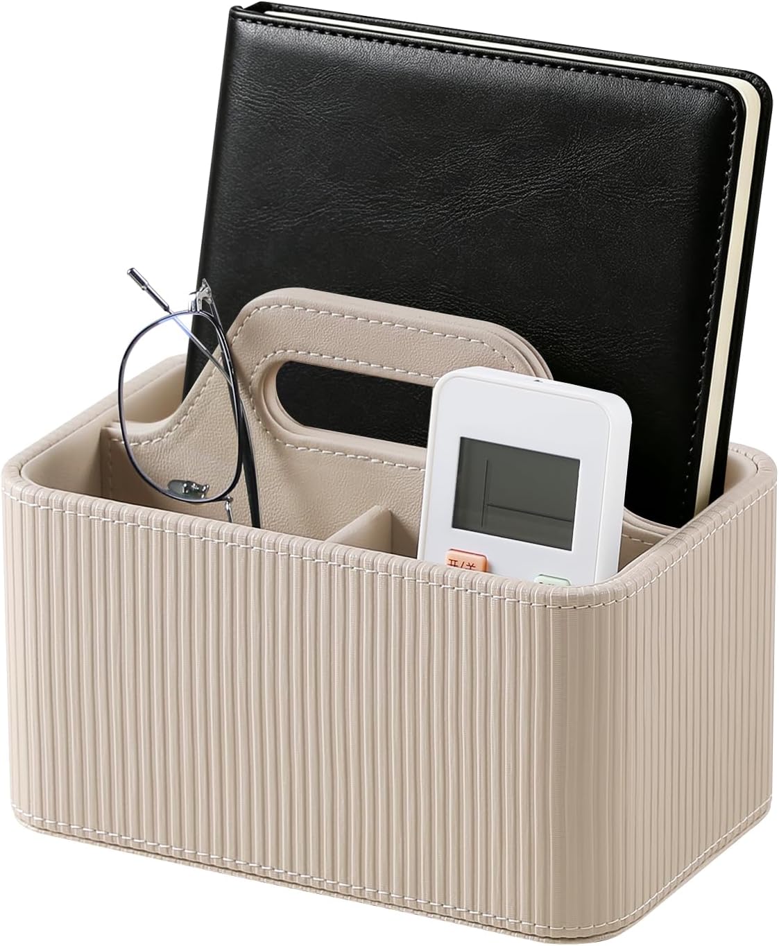Remote Control Holder, Portable Desk Remote Organizer, Beige