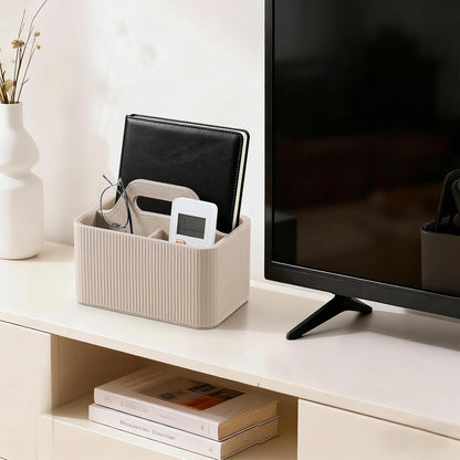 Remote Control Holder, Portable Desk Remote Organizer, Beige