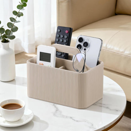 Remote Control Holder, Portable Desk Remote Organizer, Beige