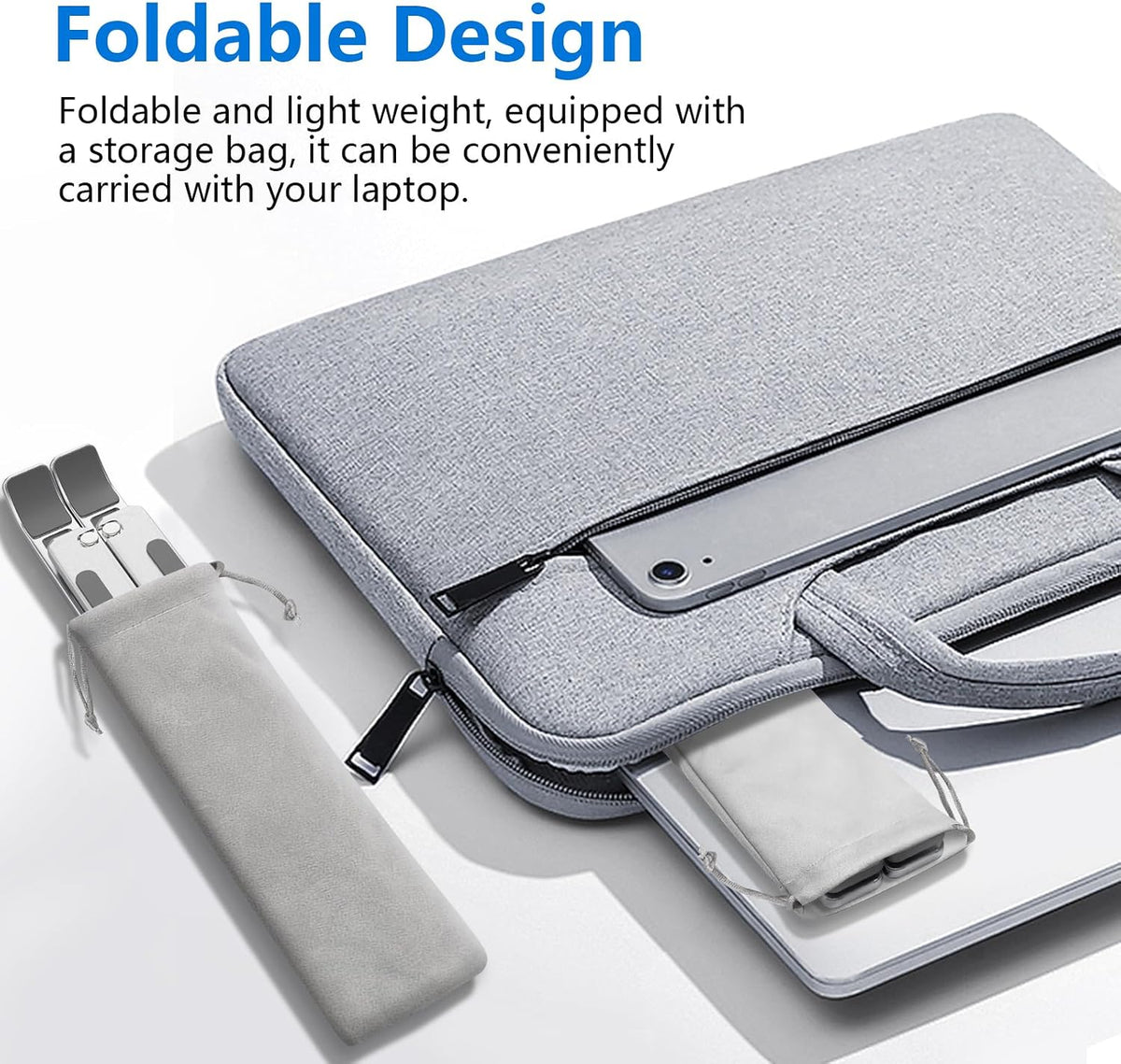Laptop Stand for Desk, Aluminum Metal MacBook Stand，Computer Riser for Desk, Portable Foldable Adjustable Notebook Holder, Compatible with 10-15.6 Inch Laptops, iPad, Silver.