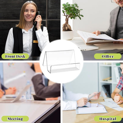 3 Pcs Acrylic Business Card Holder for Desk, Desktop Business Card Stand, Clear Name Cards Display Holder for Exhibition Accessories Home Office, Capacity: 50 Cards