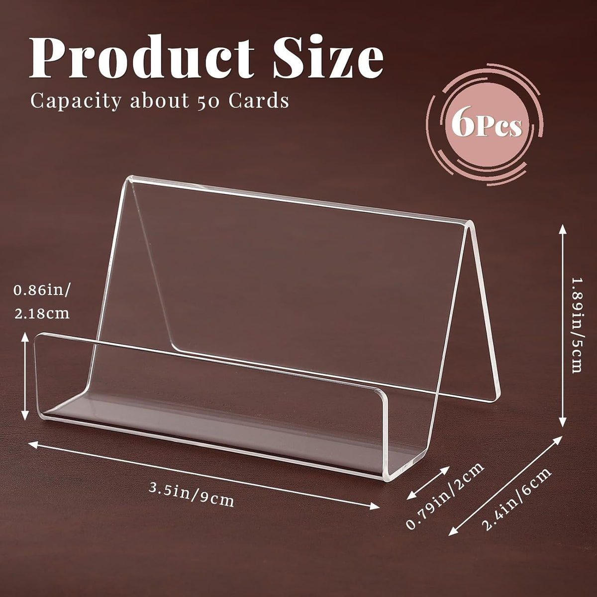 3 Pcs Acrylic Business Card Holder for Desk, Desktop Business Card Stand, Clear Name Cards Display Holder for Exhibition Accessories Home Office, Capacity: 50 Cards