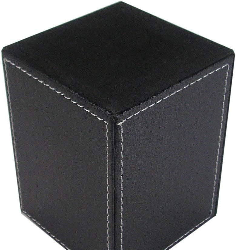 KINGFOM PU Leather Square Pens Pencils Holder Cup Desktop Stationery Organizer Case Office Accessories Container Box (black)