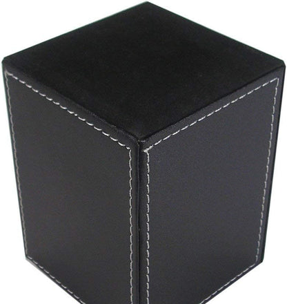 KINGFOM PU Leather Square Pens Pencils Holder Cup Desktop Stationery Organizer Case Office Accessories Container Box (black)