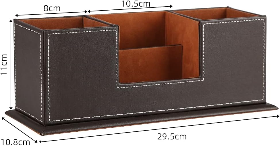 KINGFOM PU Leather Square Pens Pencils Holder Cup Desktop Stationery Organizer Case Office Accessories Container Box (black)