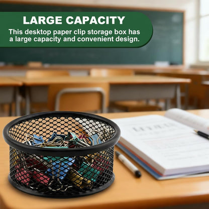 2 Pack Mesh Paper Clip Holder, Paperclip Holders for Desk Binder Wire Mesh Bowls, Stackable Paperclip Dispenser Organizer for Office Binder Box