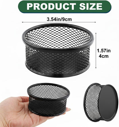 2 Pack Mesh Paper Clip Holder, Paperclip Holders for Desk Binder Wire Mesh Bowls, Stackable Paperclip Dispenser Organizer for Office Binder Box