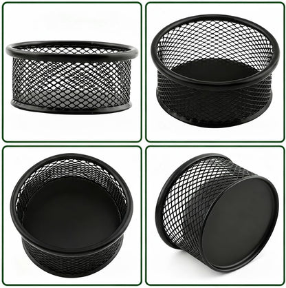 2 Pack Mesh Paper Clip Holder, Paperclip Holders for Desk Binder Wire Mesh Bowls, Stackable Paperclip Dispenser Organizer for Office Binder Box