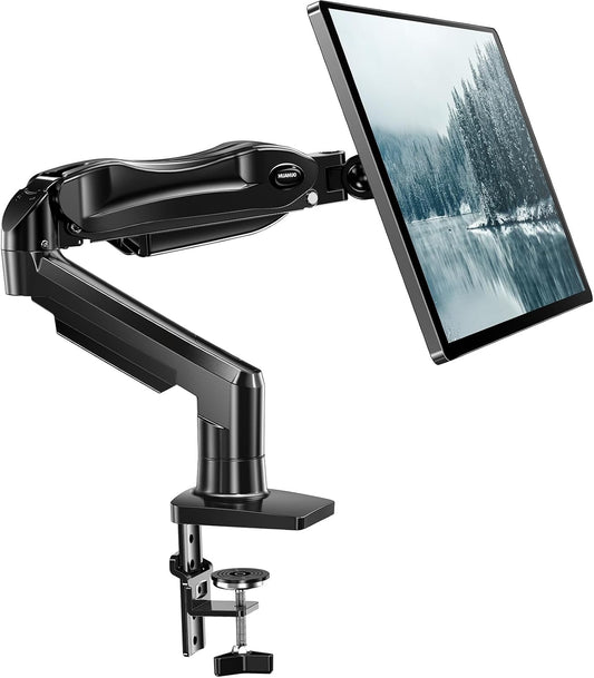 FlowLift™ Single Monitor Mount, 13 to 32 Inch Monitor Arm, Adjustable Monitor Stand, Vesa Mount with Clamp and Grommet Base - Fits 4.4 to 19.8lbs LCD Computer Monitors