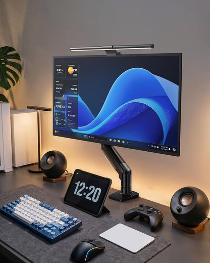 FlowLift™ Single Monitor Mount, 13 to 32 Inch Monitor Arm, Adjustable Monitor Stand, Vesa Mount with Clamp and Grommet Base - Fits 4.4 to 19.8lbs LCD Computer Monitors